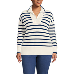 Women's Plus Size Drifter Cotton Quarter Zip Pullover Sweater