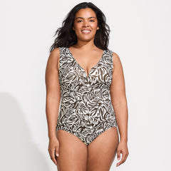 Women's Plus Size Sculpting Suit Sweetheart V-Wire One Piece Swimsuit