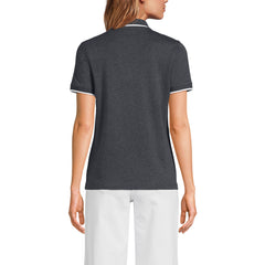 Women's Supima Short Sleeve Tipped Johnny Collar Polo Shirt