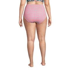 Women's Plus Size Chlorine Resistant Twist Front Retro High Waisted Bikini Bottoms