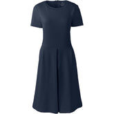 School Uniform Women's Short Sleeve Ponte Dress Top of Knee