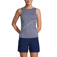 Women's Long Torso High Neck UPF 50 Sun Protection Modest Tankini Swimsuit Top