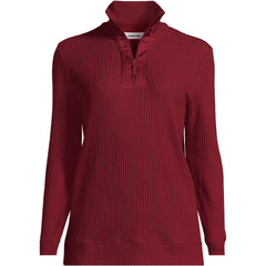 Women's Plus Size Long Sleeve Waffle Quarter Zip Pullover