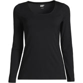 Women's Petite Lightweight Jersey Skimming Long Sleeve Scoop Neck T-shirt