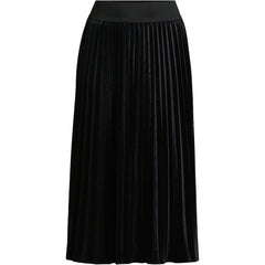 Women's Knit Velvet Pleated Midi Skirt