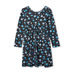 Girls Long Sleeve Gathered Waist Jersey Dress