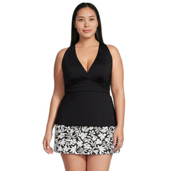 Women's Plus Size V-Neck Plunge X Back Tankini Top