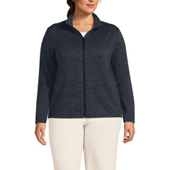 Women's Plus Sweater Fleece Zip Front Jacket
