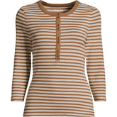 Women's Plus Size 3/4 Sleeve Polished Rib Henley Top