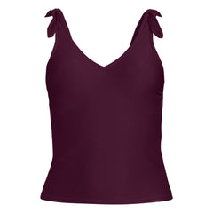 Women's Tie Shoulder Ribbed Flutter Tankini Top