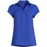 Women's Short Sleeve Split Neck Crepe Blouse