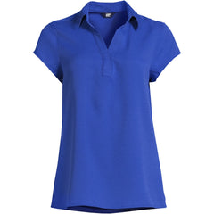 Women's Short Sleeve Split Neck Crepe Blouse