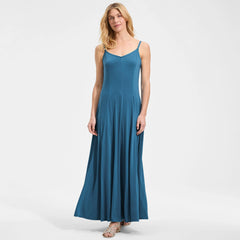 Women's Petite Silky Knit Godet Maxi Dress