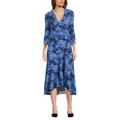 Women's Petite Cotton Modal 3/4 Sleeve Vneck Wrap Dress