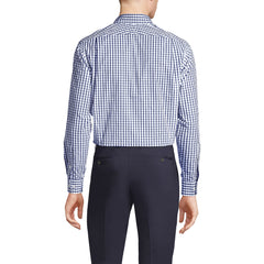 School Uniform Men's Tall Long Sleeve Straight Collar Patterned Broadcloth Shirt