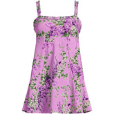 Women's Tugless Pleated Ruffle Swim Dress