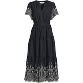 Women's Plus Size Tiered Cotton Poplin Eyelet Maxi Dress