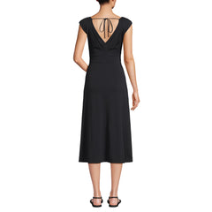 Women's Petite Cotton Modal Off the Shoulder Wrap Midi Dress