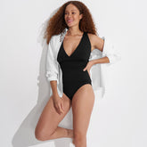 Women's Petite V-Neck Plunge X Back Tankini Top