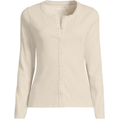 Women's Petite Long Sleeve Micro Rib Button Through Cardigan