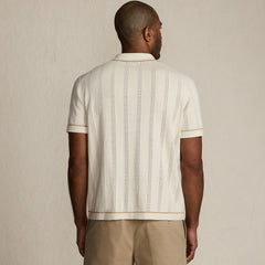 Men's Short Sleeve Textured Tipped Sweater Polo