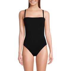 Women's Chlorine Resistant Bandeau High Leg Strappy One Piece Swimsuit