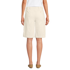 Women's Petite Lightweight Denim Mid Rise Pleated 12" Slouchy Shorts