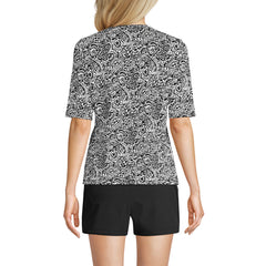 Women's Long Torso SunShade UPF 50 Elbow Sleeve Rash Guard Swim Tee