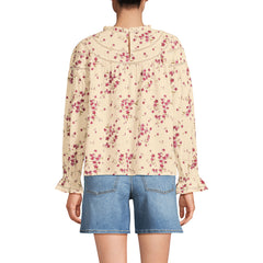 Women's Cotton Voile Long Sleeve Crew Neck Top