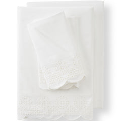 300 Thread Count Cotton Percale Eyelet Bed Sheet Set