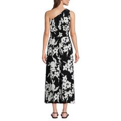 Women's One Shoulder Crepe Midi Dress