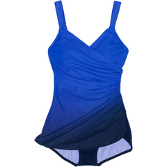 Women's Long SlenderSuit Tummy Control Chlorine Resistant Skirted One Piece Swimsuit