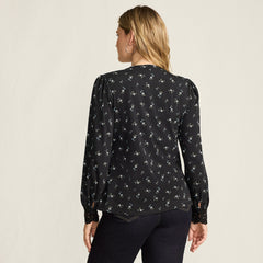 Women's Lightweight Jersey Long Sleeve Button Front Pintuck Top