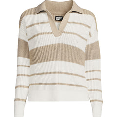 Women's Cotton Boucle Johnny Collar Shaker Pullover