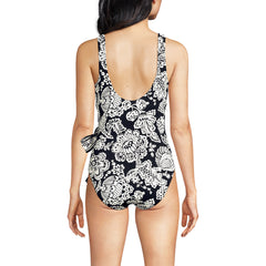 Women's Long Torso Side Tie Wrap One Piece Swimsuit