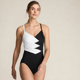 Women's Long Torso SlenderSuit Pleated Low Leg One Piece Swimsuit