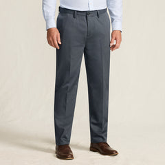 Men's Long No Iron Comfort Waist Traditional Fit Plain Front Chino Pant