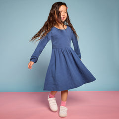 Girls Long Sleeve Ribbed Dress