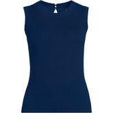 Women's Plus Size Fine Gauge Baby Cable Crew Neck Sleeveless Sweater - Set Top