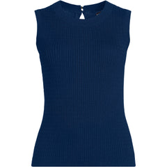 Women's Plus Size Fine Gauge Baby Cable Crew Neck Sleeveless Sweater - Set Top