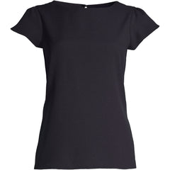 Women's Petite Short Sleeve Crepe Tulip Sleeve Blouse