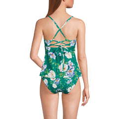 Women's Lace-up Flutter Tankini Swimsuit Top