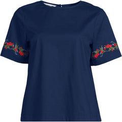 Women's Plus Size Poplin Eyelet Shirt