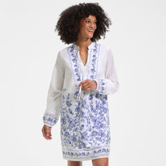 Women's Petite Voile Tie Neck Dress