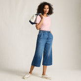 Women's Denim Mid Rise Wide Leg Culotte Jeans