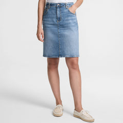 Women's Soft Denim Classic 5 Pocket Above the Knee Skirt