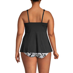 Women's Plus Size G-Cup Adjustable Scoop Neck Flutter Tankini Top