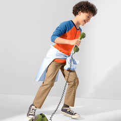 Boys Stretch Soft Rib Waist Iron Knee Pull On Pants