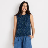 Women's Cotton Tweed Textured Crewneck Vest Sweater