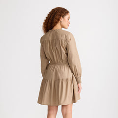 Women's Tall Long Sleeve Cotton Poplin Mini Popover Dress